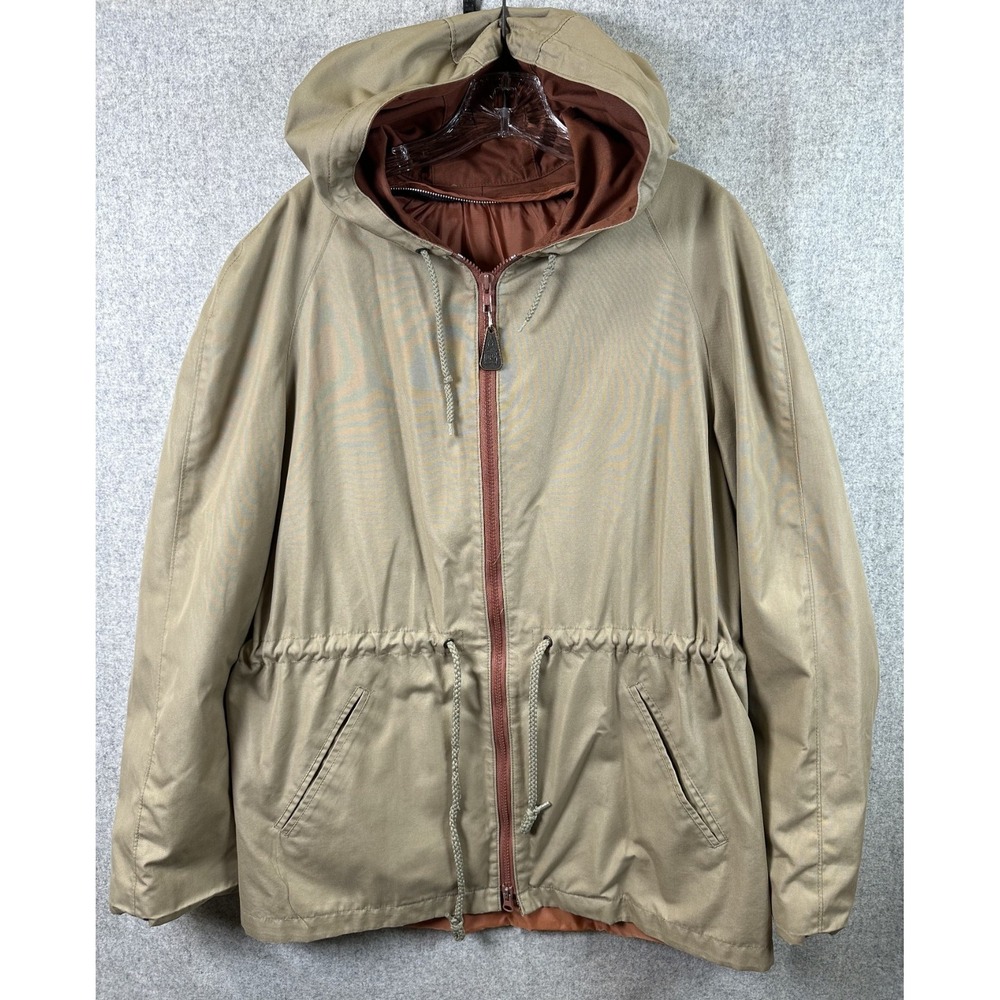 Vintage London Fog Size 40 Reg Jacket Tan Hooded Zip‎ Cinch Lightweight